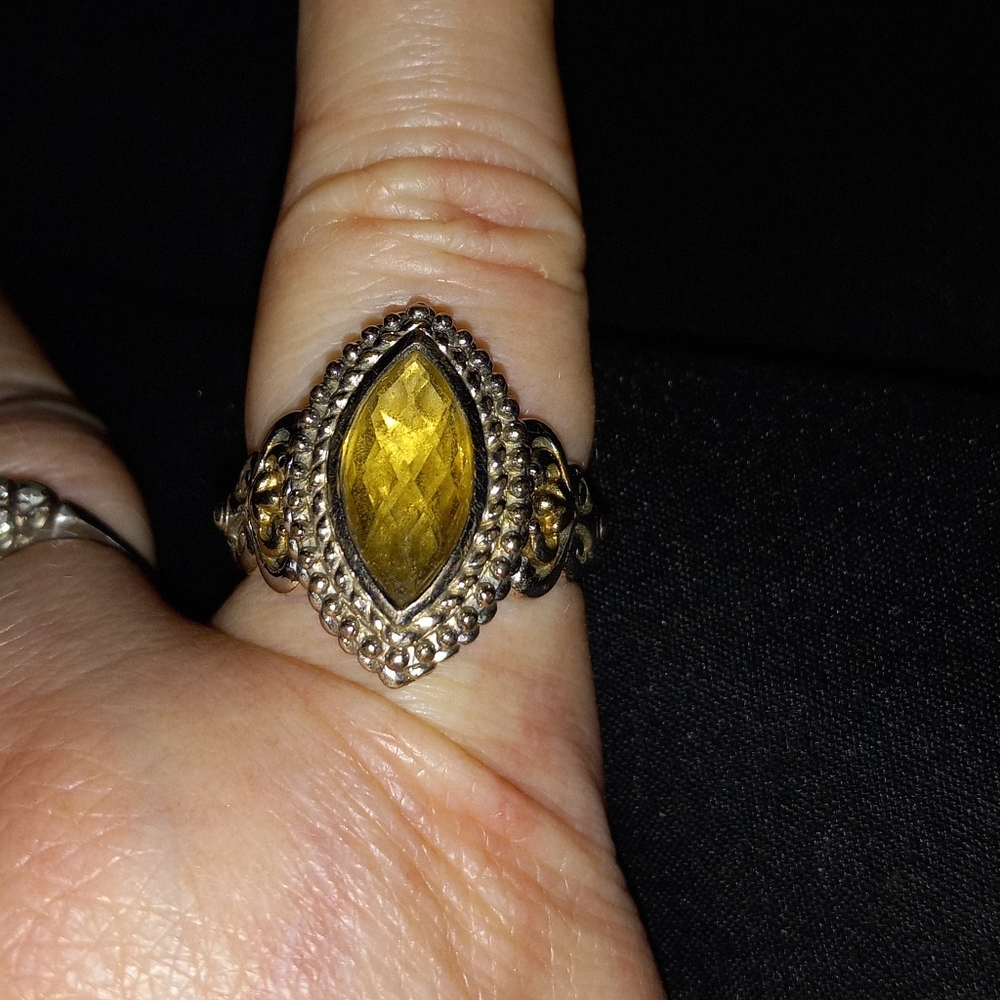 Sterling Silver 925 Golden Yellow Citrine Ring